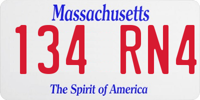 MA license plate 134RN4