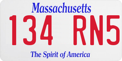 MA license plate 134RN5