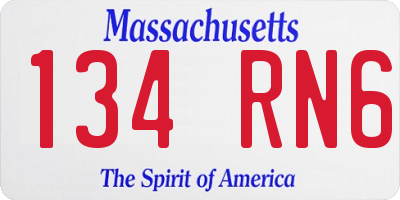 MA license plate 134RN6