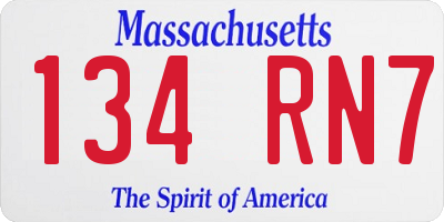 MA license plate 134RN7
