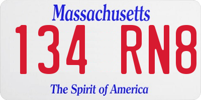 MA license plate 134RN8