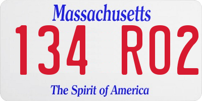MA license plate 134RO2