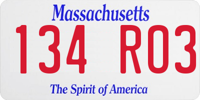 MA license plate 134RO3