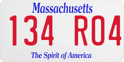 MA license plate 134RO4