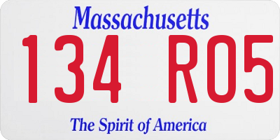 MA license plate 134RO5