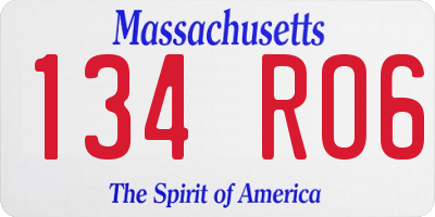 MA license plate 134RO6