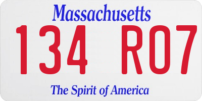 MA license plate 134RO7