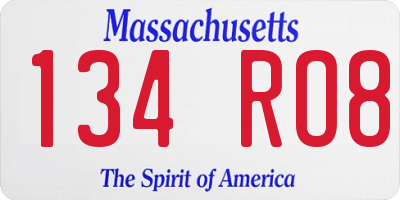 MA license plate 134RO8