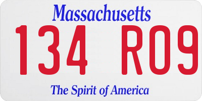 MA license plate 134RO9