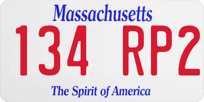MA license plate 134RP2