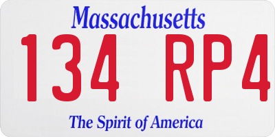 MA license plate 134RP4