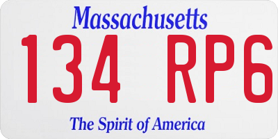 MA license plate 134RP6
