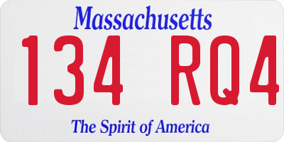 MA license plate 134RQ4
