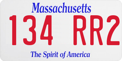 MA license plate 134RR2