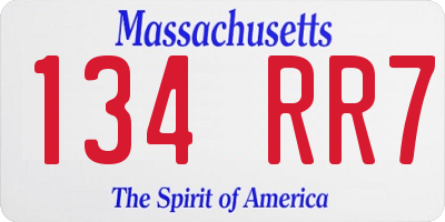 MA license plate 134RR7