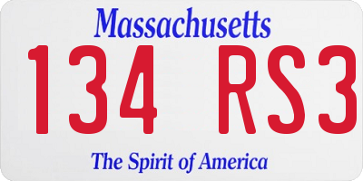MA license plate 134RS3
