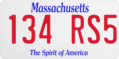 MA license plate 134RS5