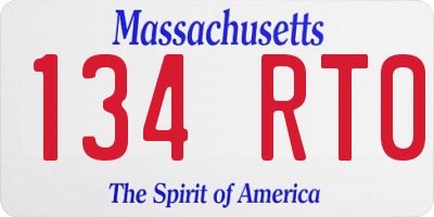 MA license plate 134RT0