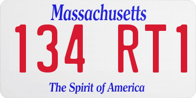 MA license plate 134RT1