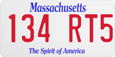 MA license plate 134RT5