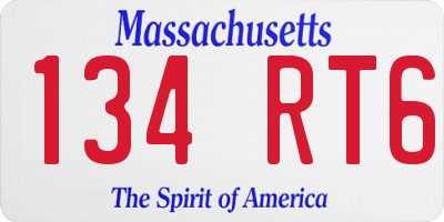 MA license plate 134RT6