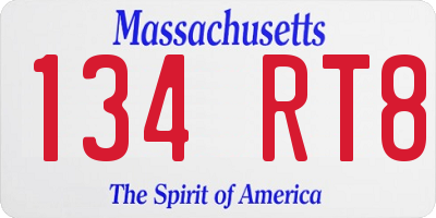 MA license plate 134RT8
