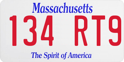 MA license plate 134RT9