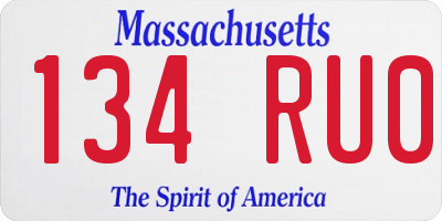 MA license plate 134RU0