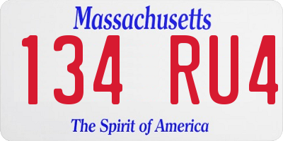 MA license plate 134RU4
