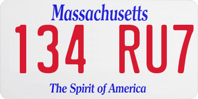MA license plate 134RU7