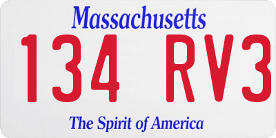 MA license plate 134RV3