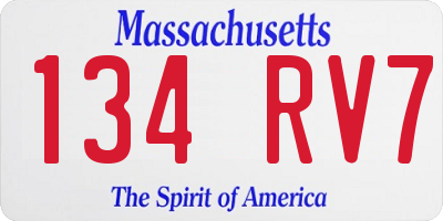 MA license plate 134RV7