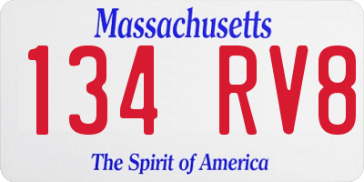 MA license plate 134RV8