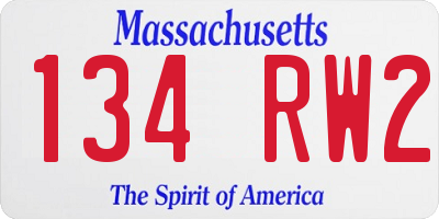 MA license plate 134RW2