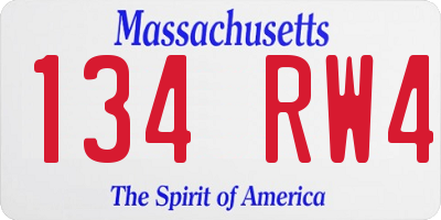 MA license plate 134RW4