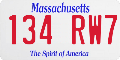 MA license plate 134RW7