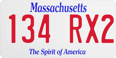 MA license plate 134RX2