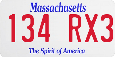 MA license plate 134RX3