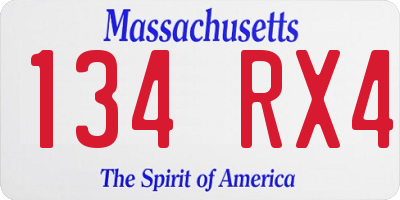 MA license plate 134RX4