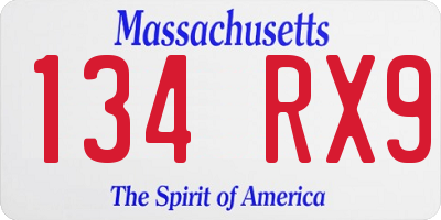 MA license plate 134RX9