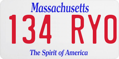 MA license plate 134RY0