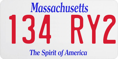 MA license plate 134RY2