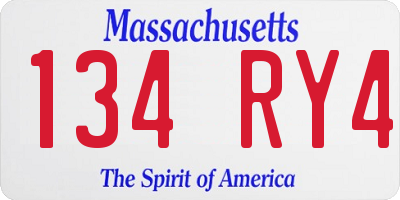 MA license plate 134RY4