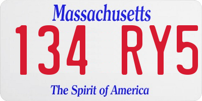 MA license plate 134RY5