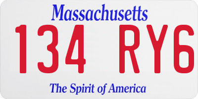 MA license plate 134RY6
