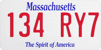 MA license plate 134RY7