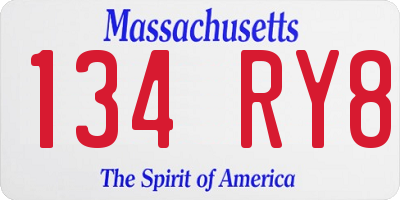 MA license plate 134RY8