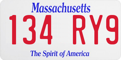 MA license plate 134RY9