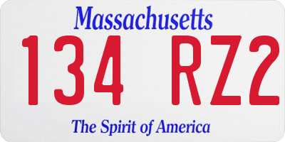 MA license plate 134RZ2