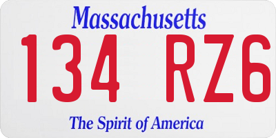 MA license plate 134RZ6